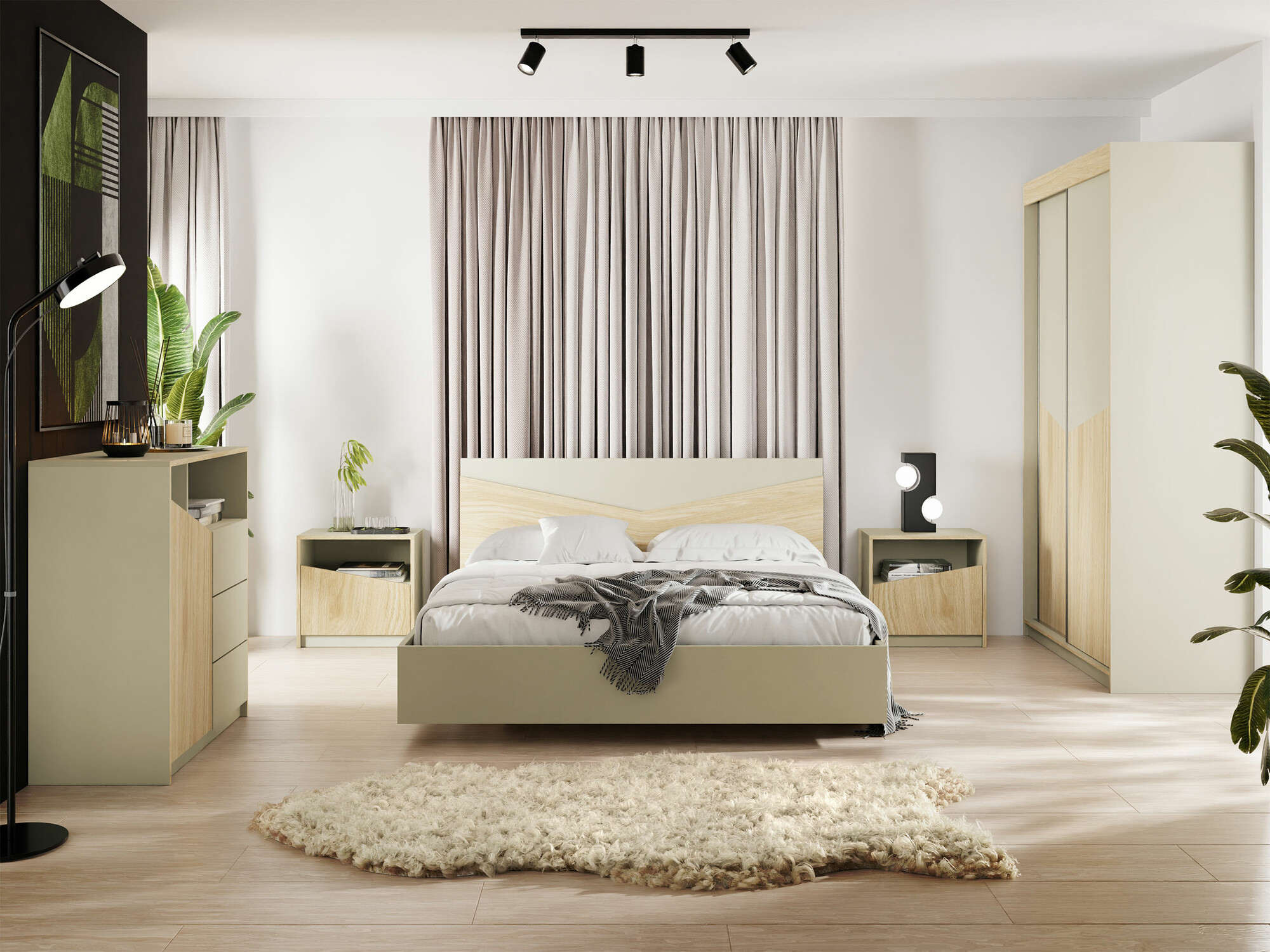 Bed Tenreme 107 (Beige + Eiken)