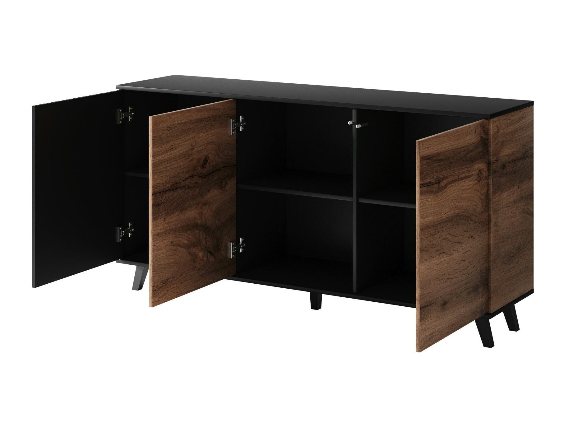 Dressoir Luelia 120 (Zwart + Wotan eik)