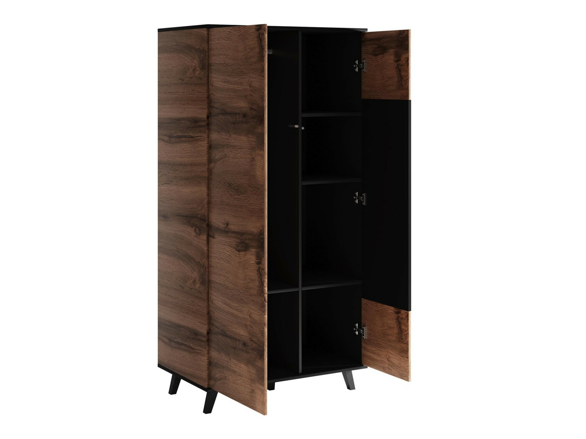 Kledingkast Luelia 113 (Zwart + Wotan eik)