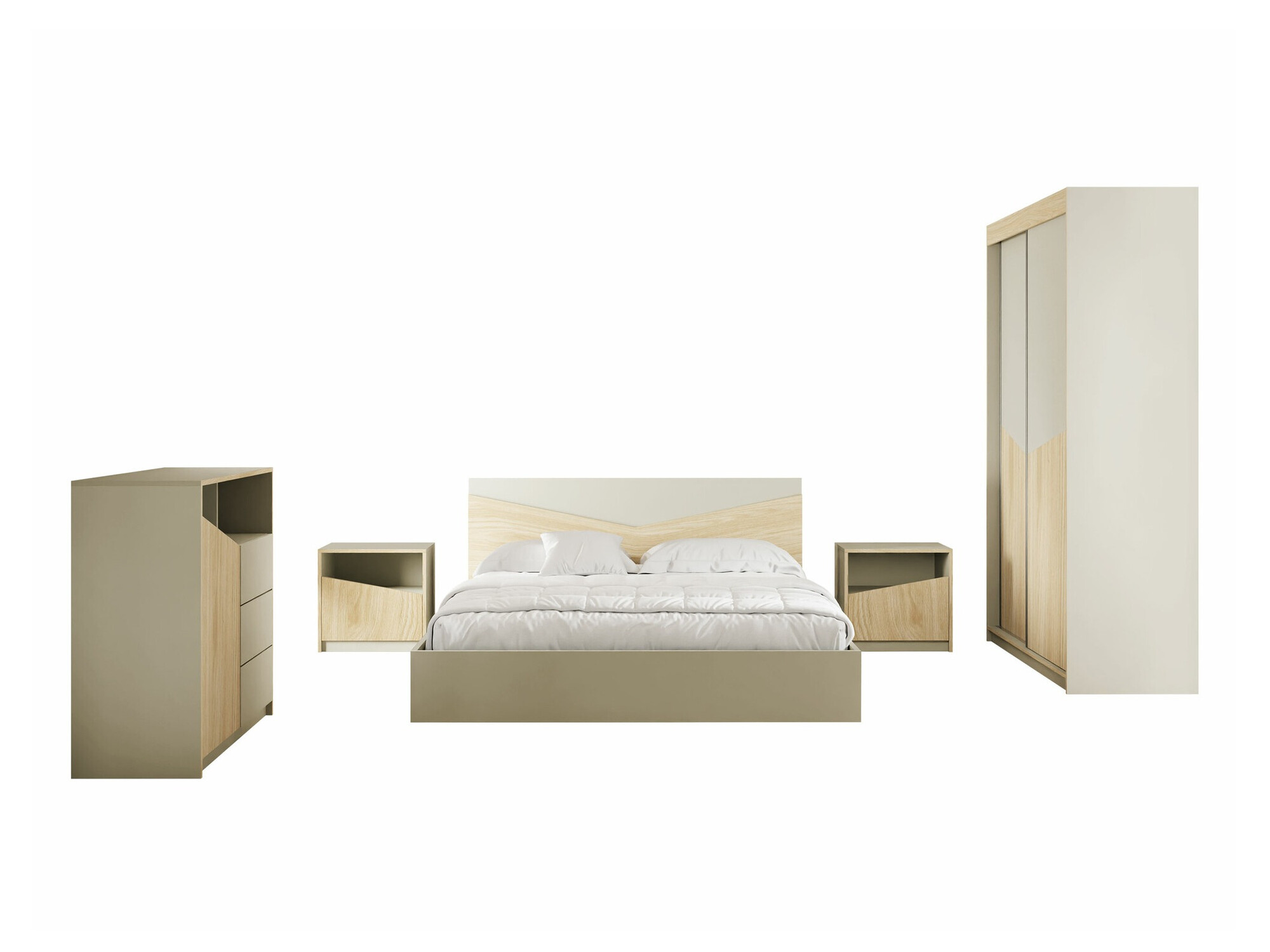 Slaapkamer set Tenreme 108 (Beige + Eiken)