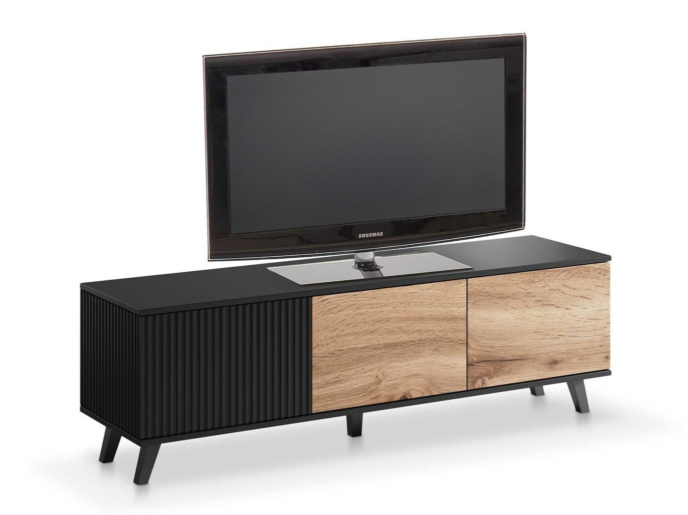 TV-meubel Luelia 116 (Zwart + Wotan eik)