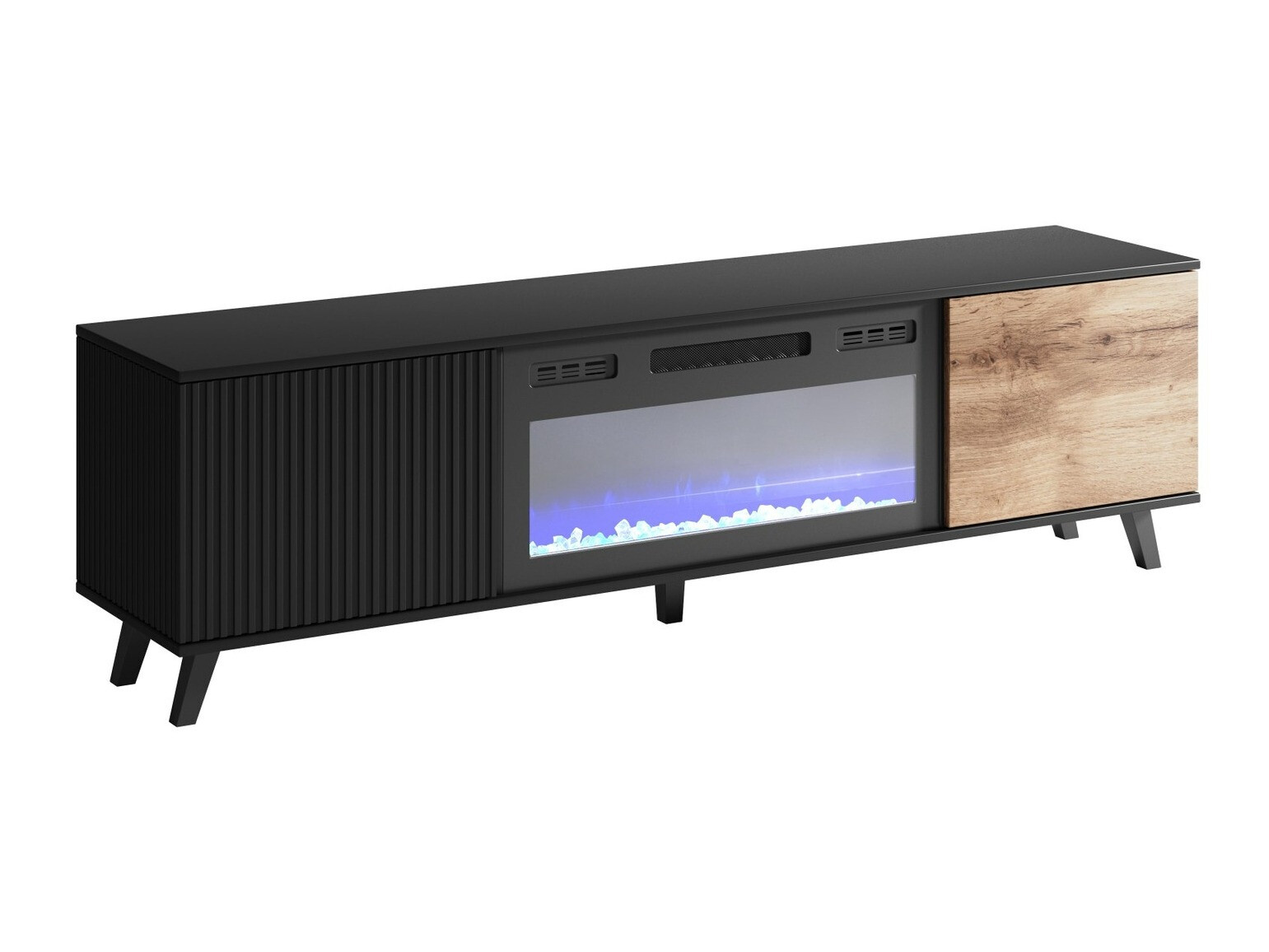 TV-meubel Luelia 121 (Zwart + Wotan eik)