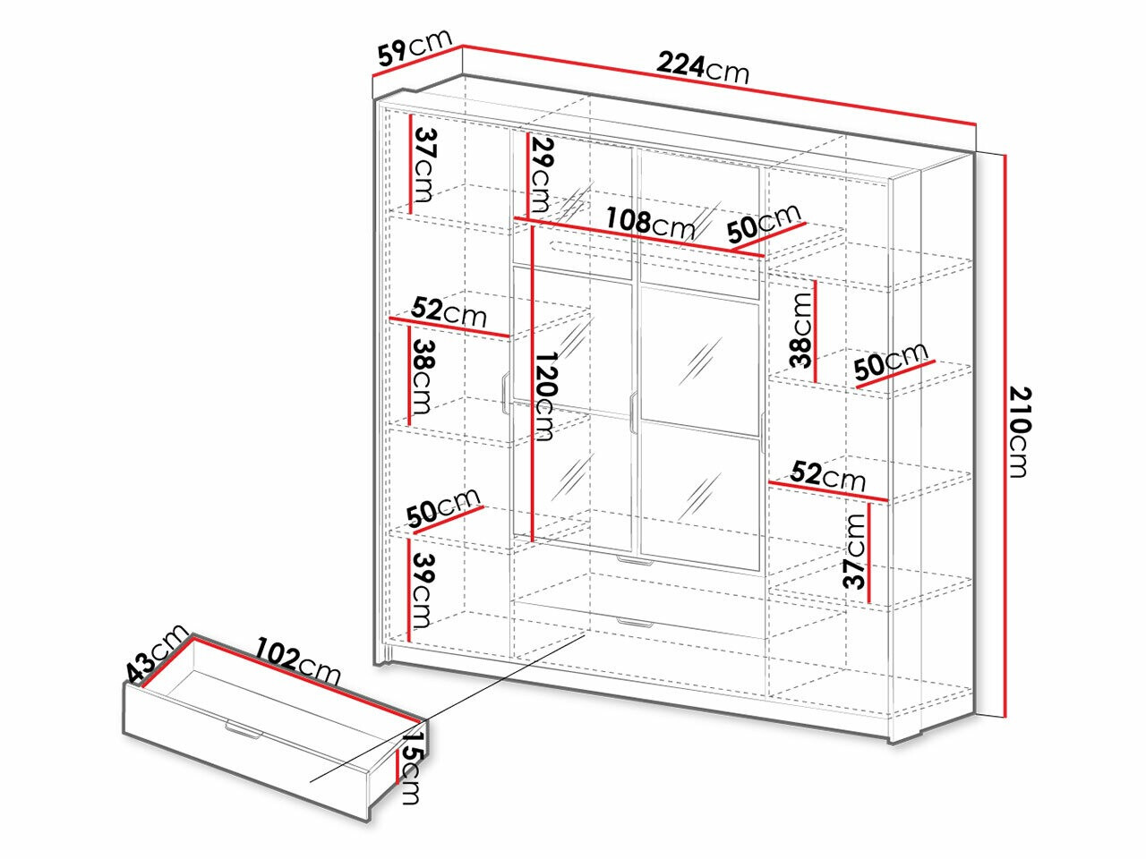 Kledingkast Flodale 101
