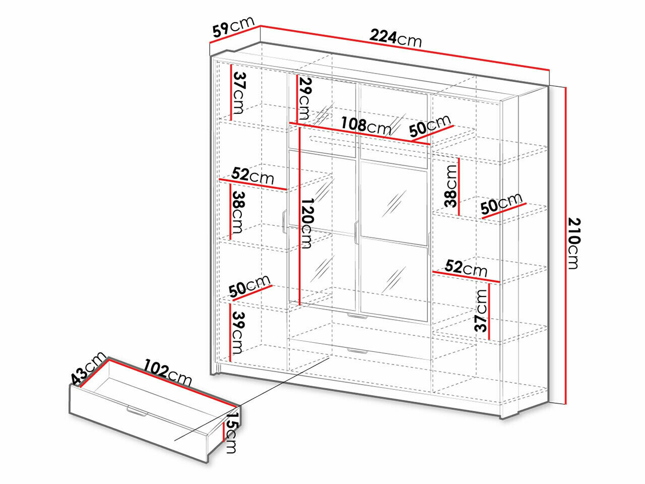 Kledingkast Flodale 101