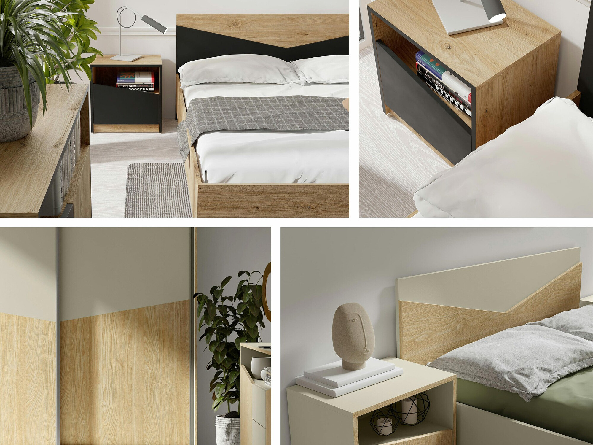 Kledingkast Tenreme 101 (Beige + Eiken)