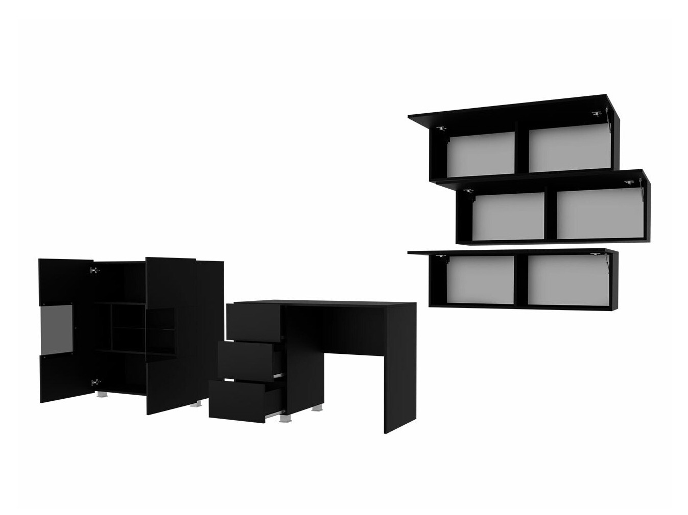 Meubelset Tivdalu 136 (Wit + Glanzend wit)