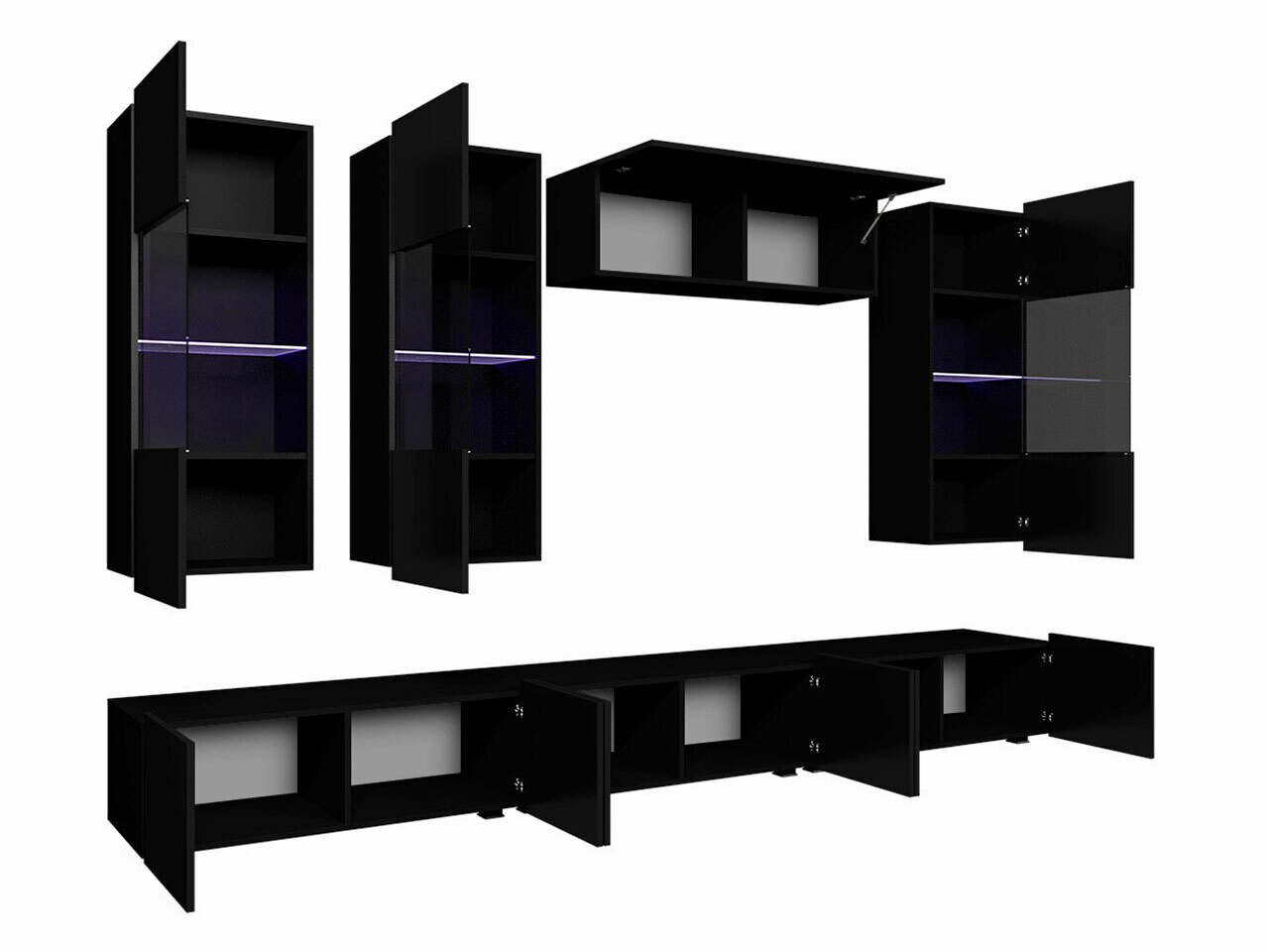 Woonkamerset Tivdalu 121 (Wit + Glanzend wit)