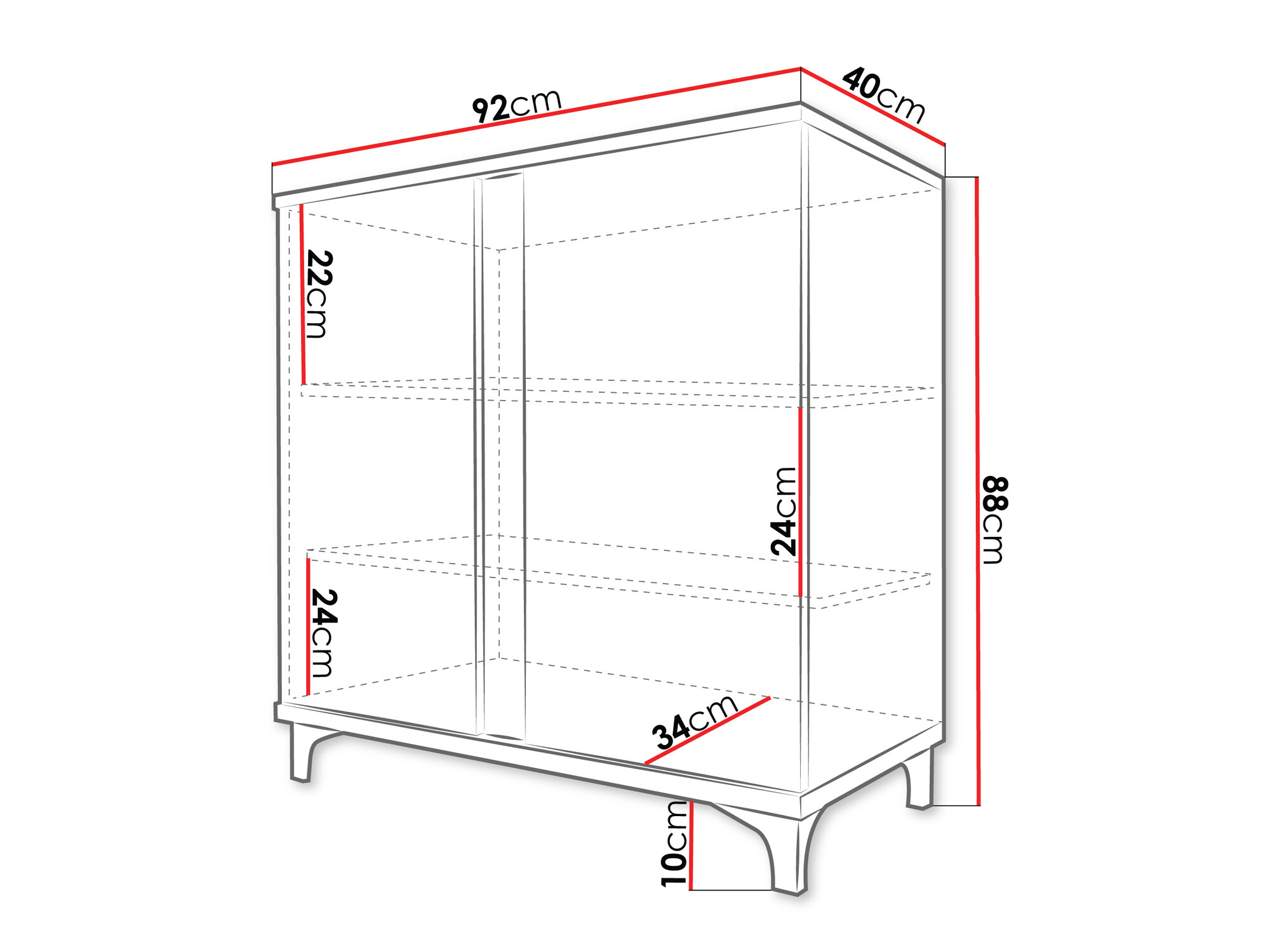 Dressoir Florem II (Wit + Glanzend wit + Licht hout)