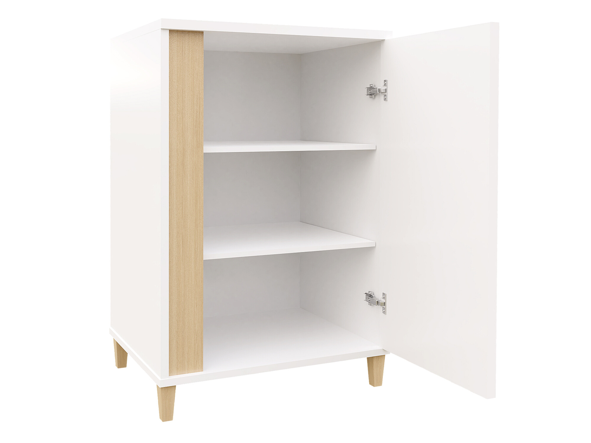 Dressoir Livseri 100 (Wit + Glanzend wit + Licht hout)