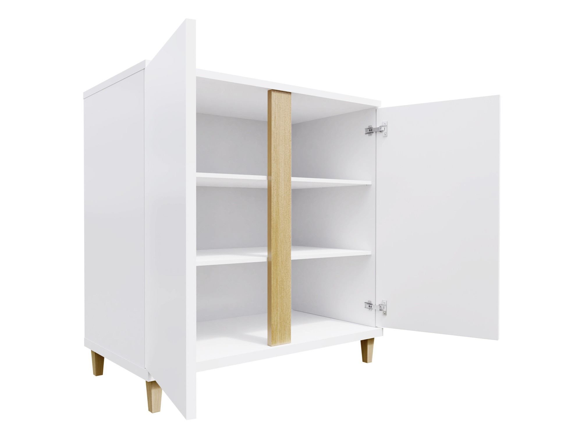 Dressoir Livseri 102 (Wit + Glanzend wit + Licht hout)