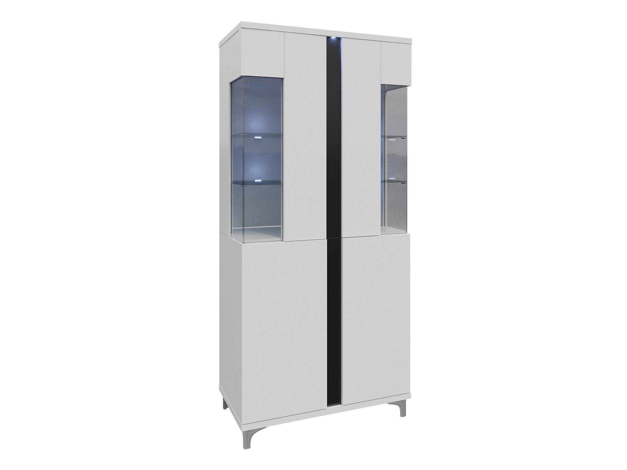 Boekenkast Livseri 116 (Wit + Glanzend wit + Glanzend zwart)