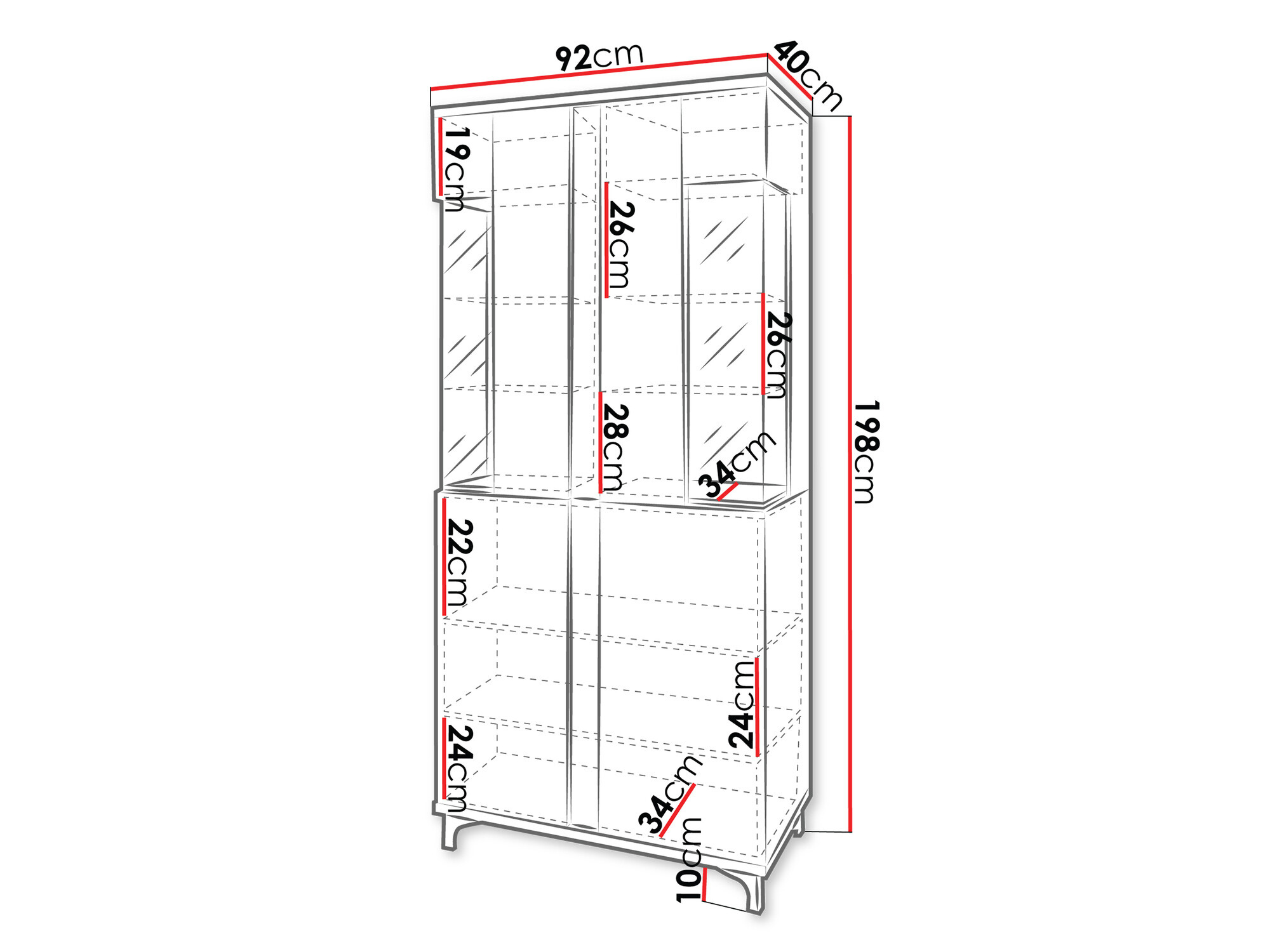 Boekenkast Livseri 116 (Wit + Glanzend wit)
