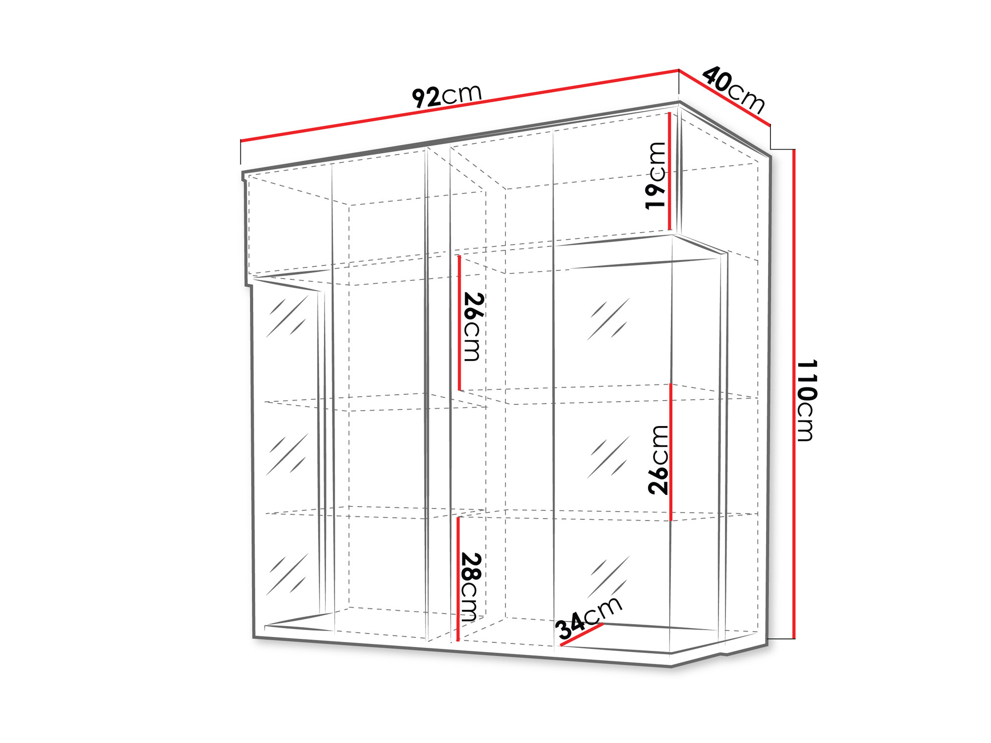 Dressoir Florem III (Wit + Glanzend wit + Licht hout)