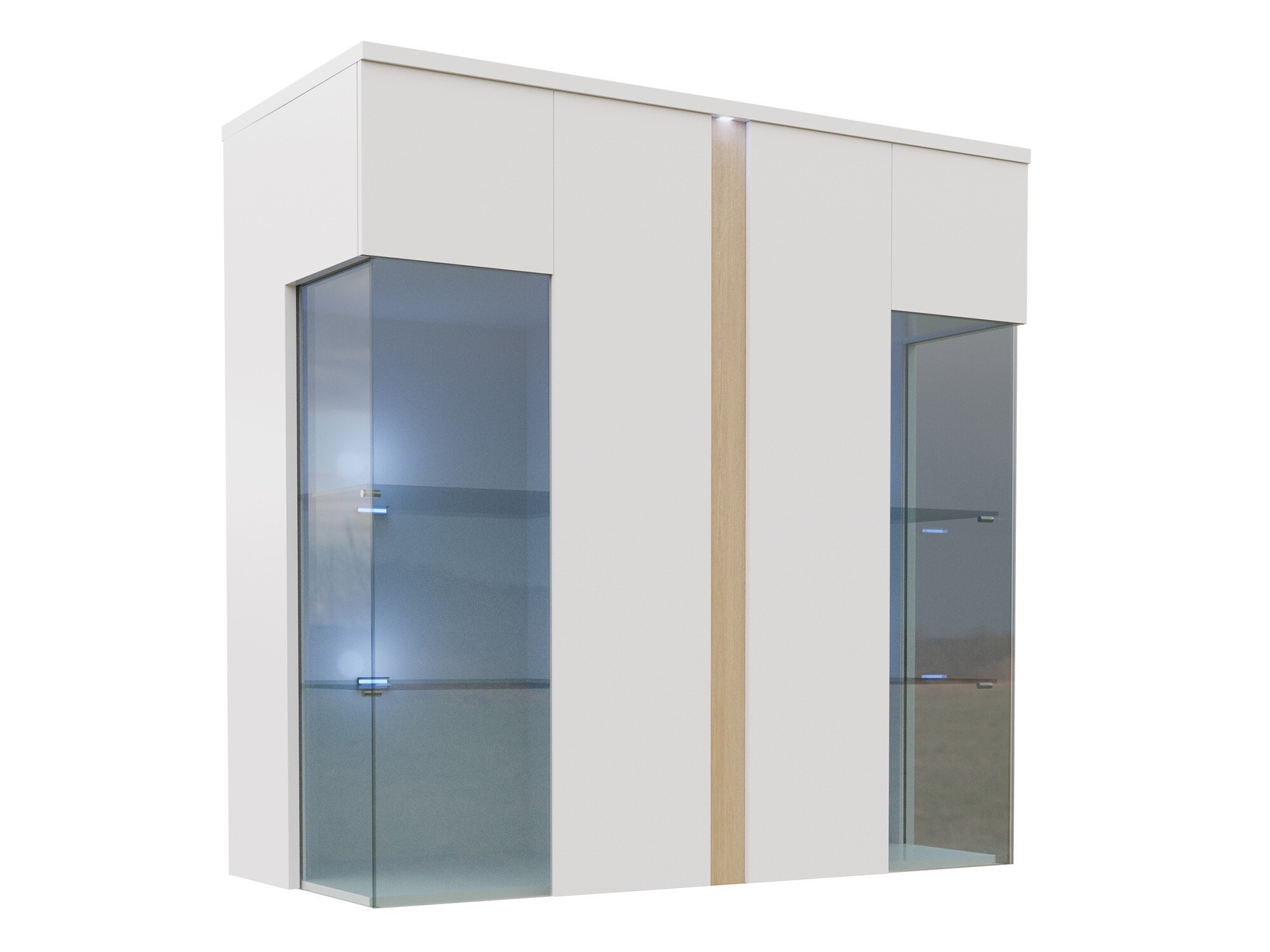 Dressoir Livseri 104 (Wit + Glanzend wit + Licht hout)