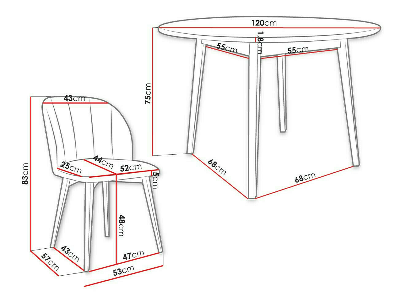 Eetkamerset Racine 136 (Bruin)