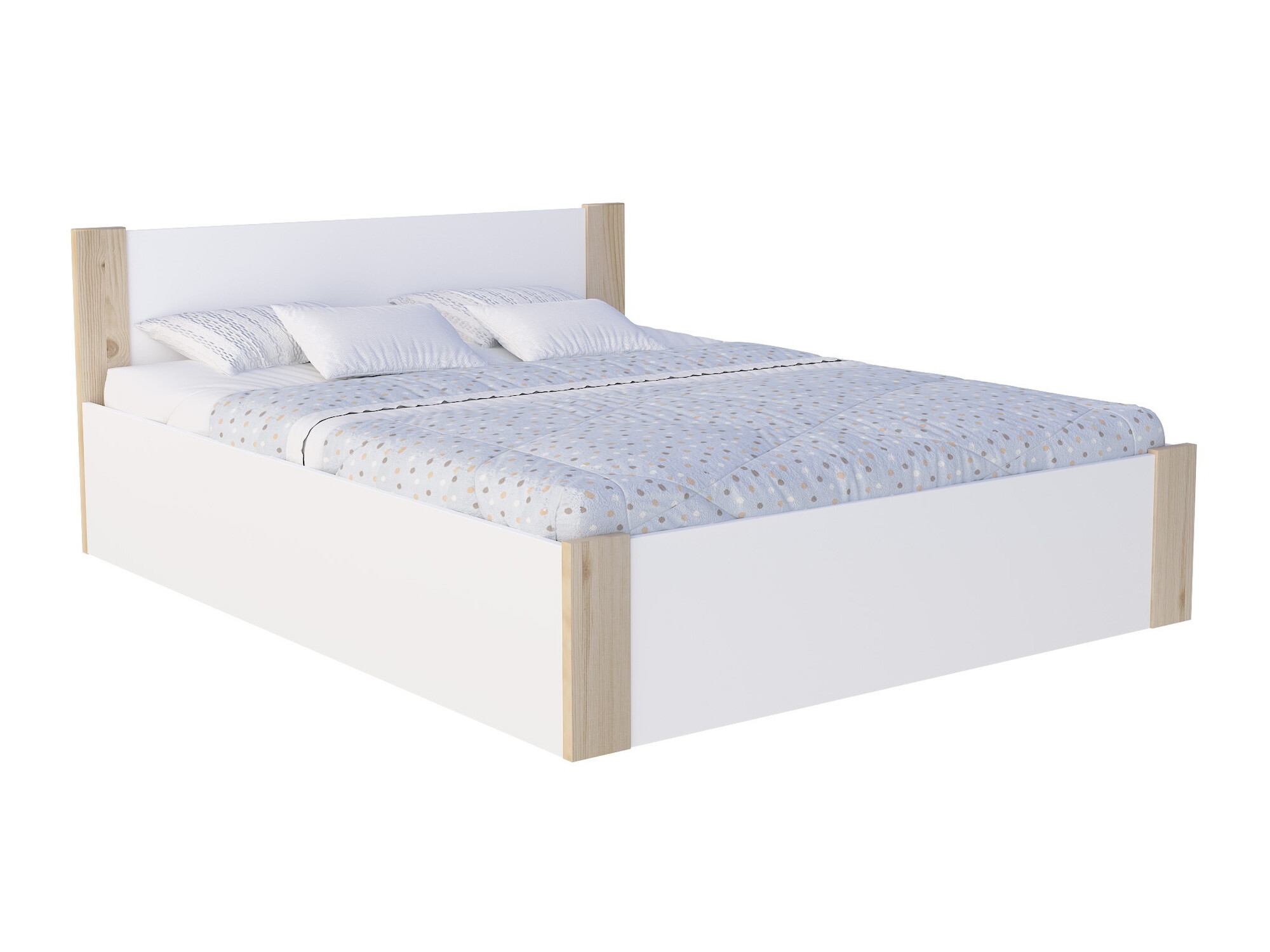 Bed Aurora 155 (Wit + Grenen)