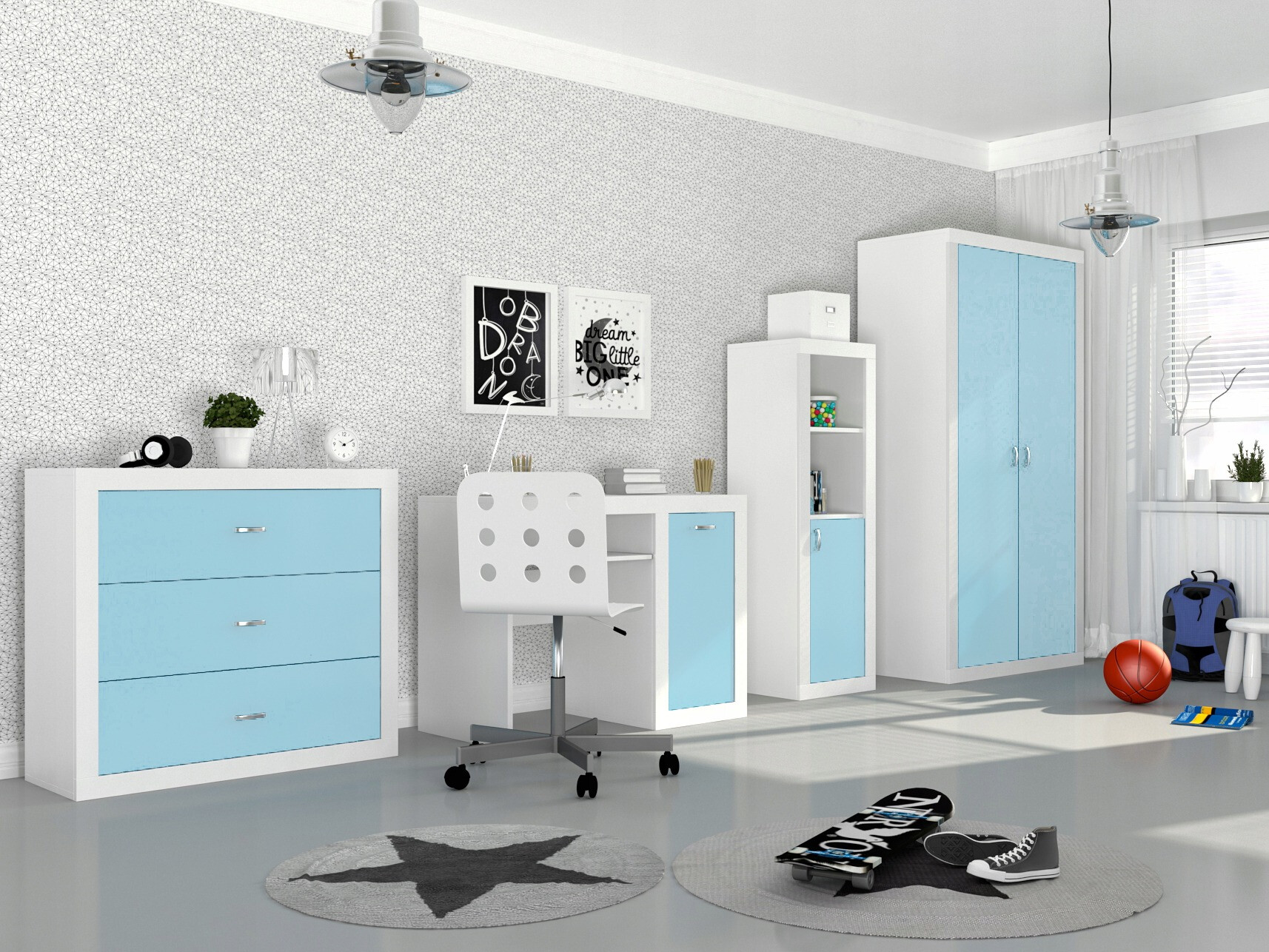 Boekenkast Tentive 105 (Wit + Blauw)