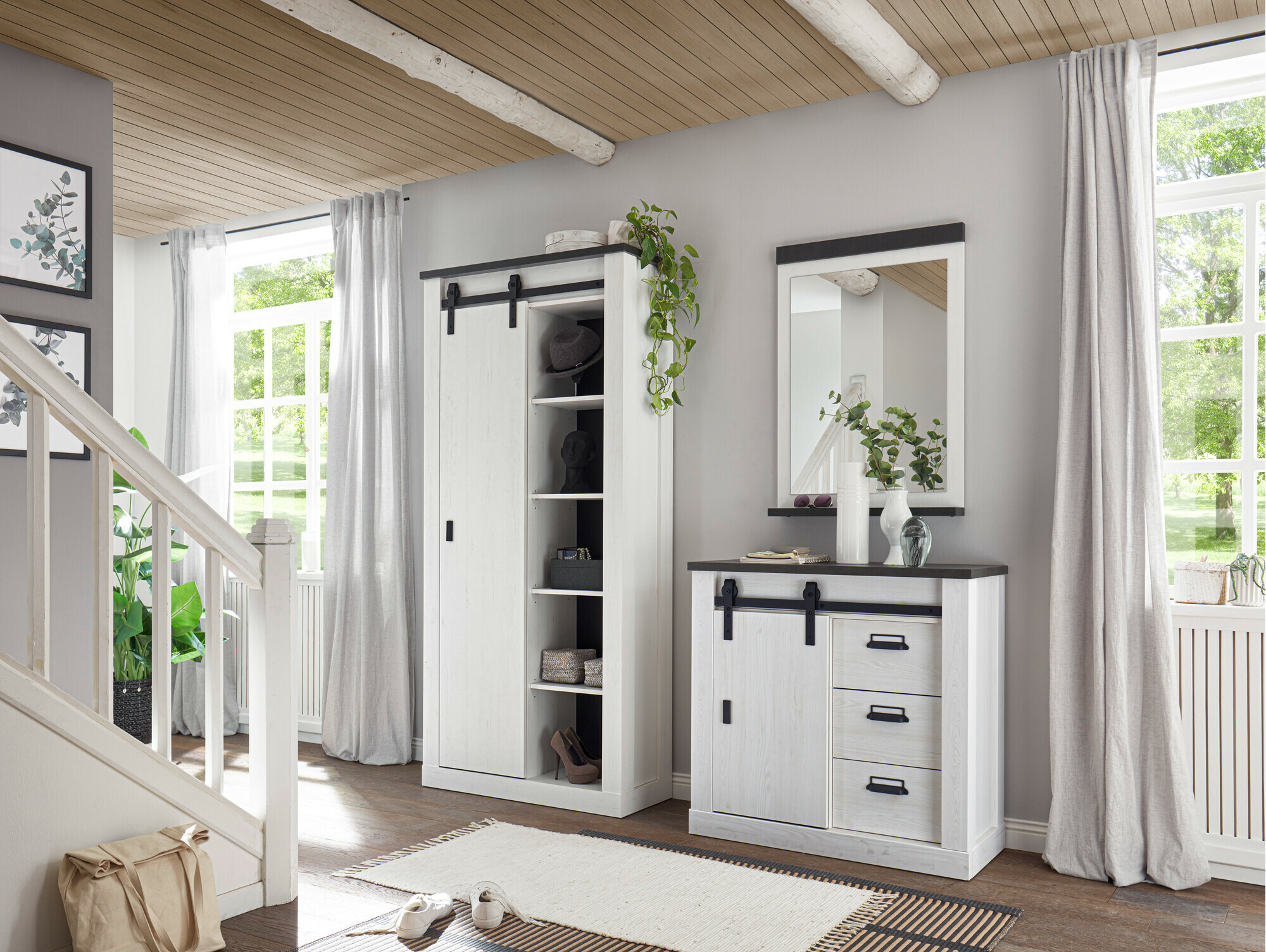 Gangmeubelset Cirtale 129 (Gebleekt grenen + Antrahite)