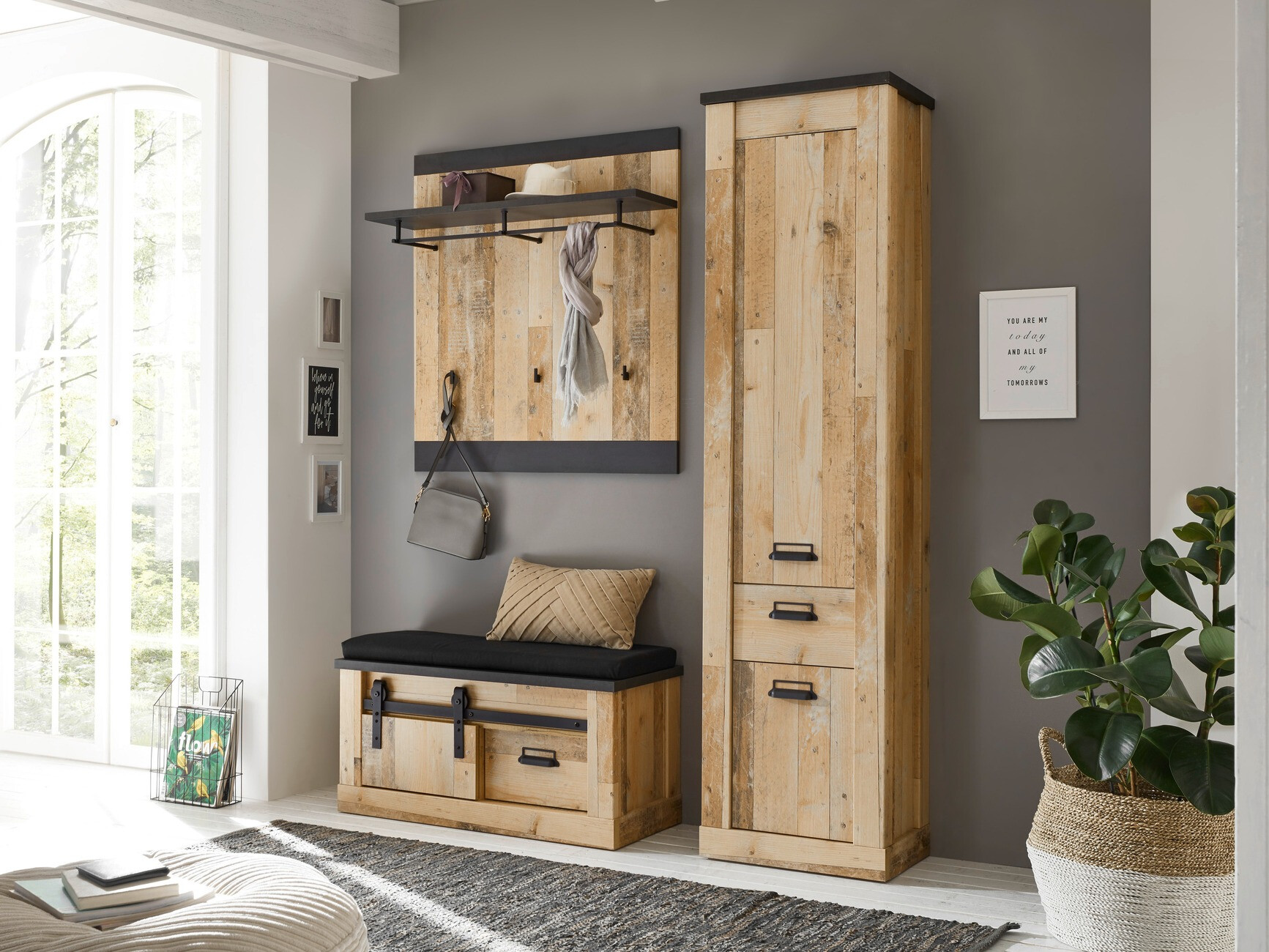 Gangmeubelset Cirtale 130 (Verouderd hout + Antraciet)