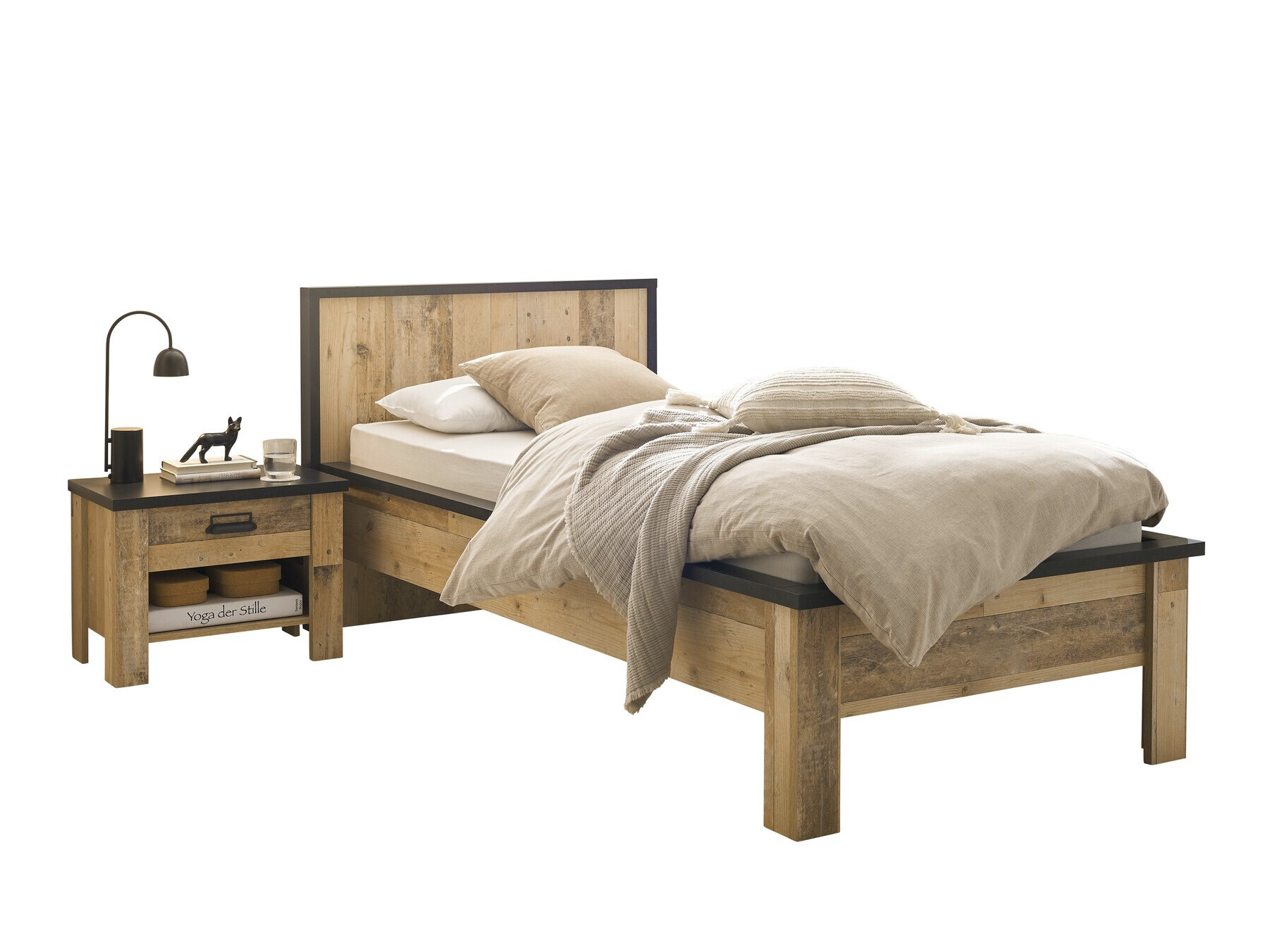 Slaapkamerset Cirtale 128 (Verouderd hout + Antraciet)