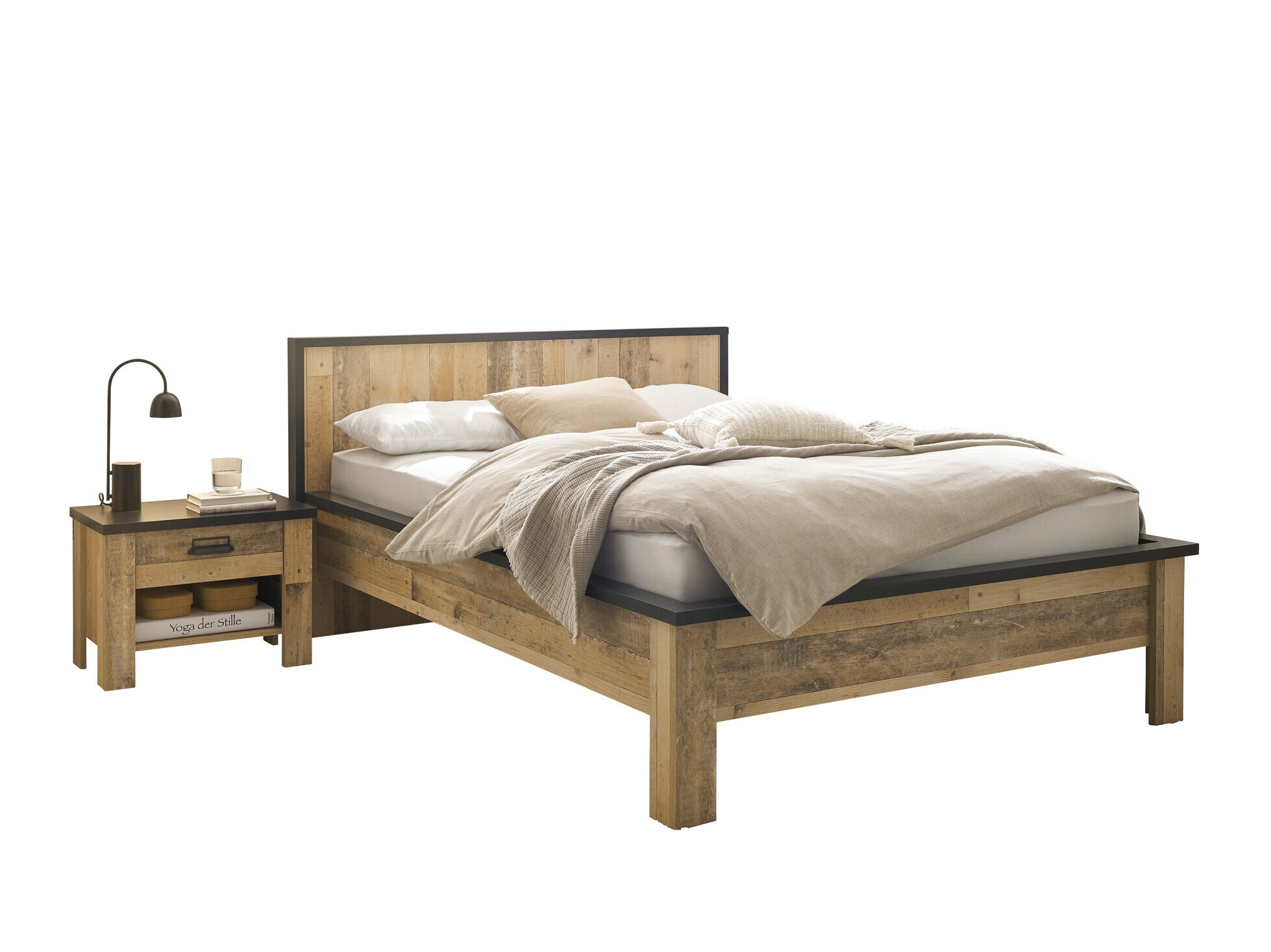 Slaapkamerset Cirtale 128 (Verouderd hout + Antraciet)