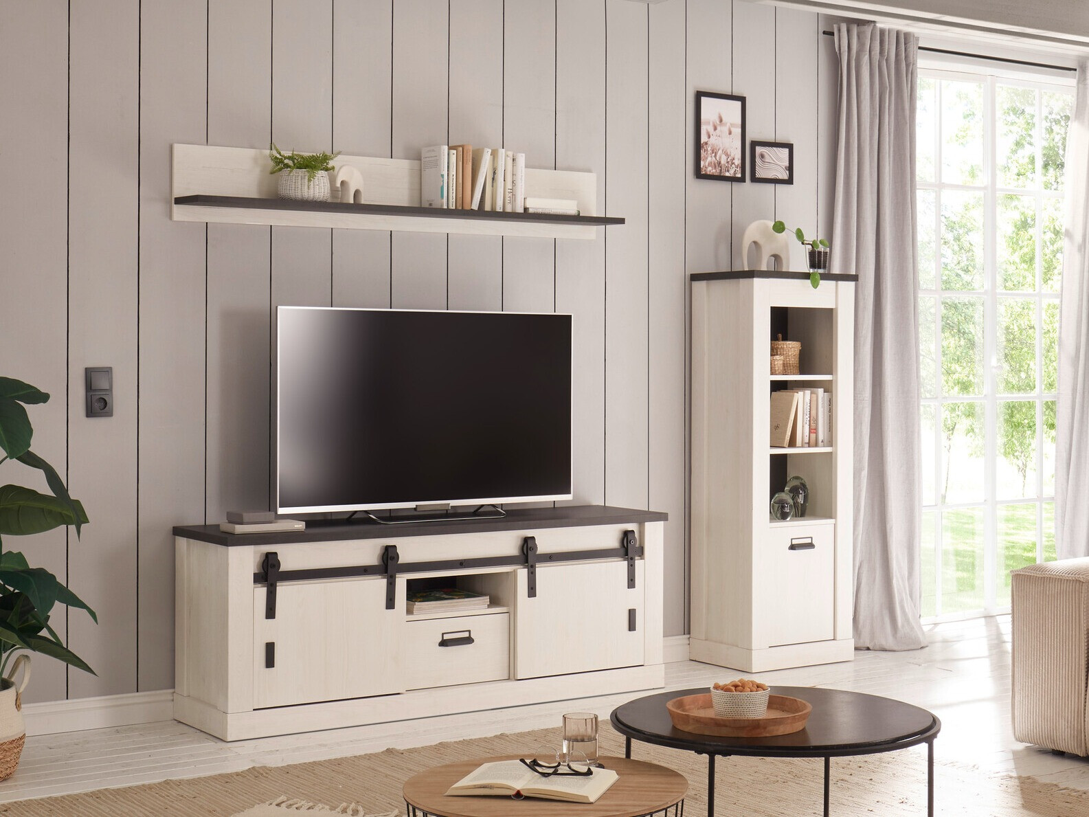 Woonkamerset Cirtale 131 (Gebleekt grenen + Antraciet)