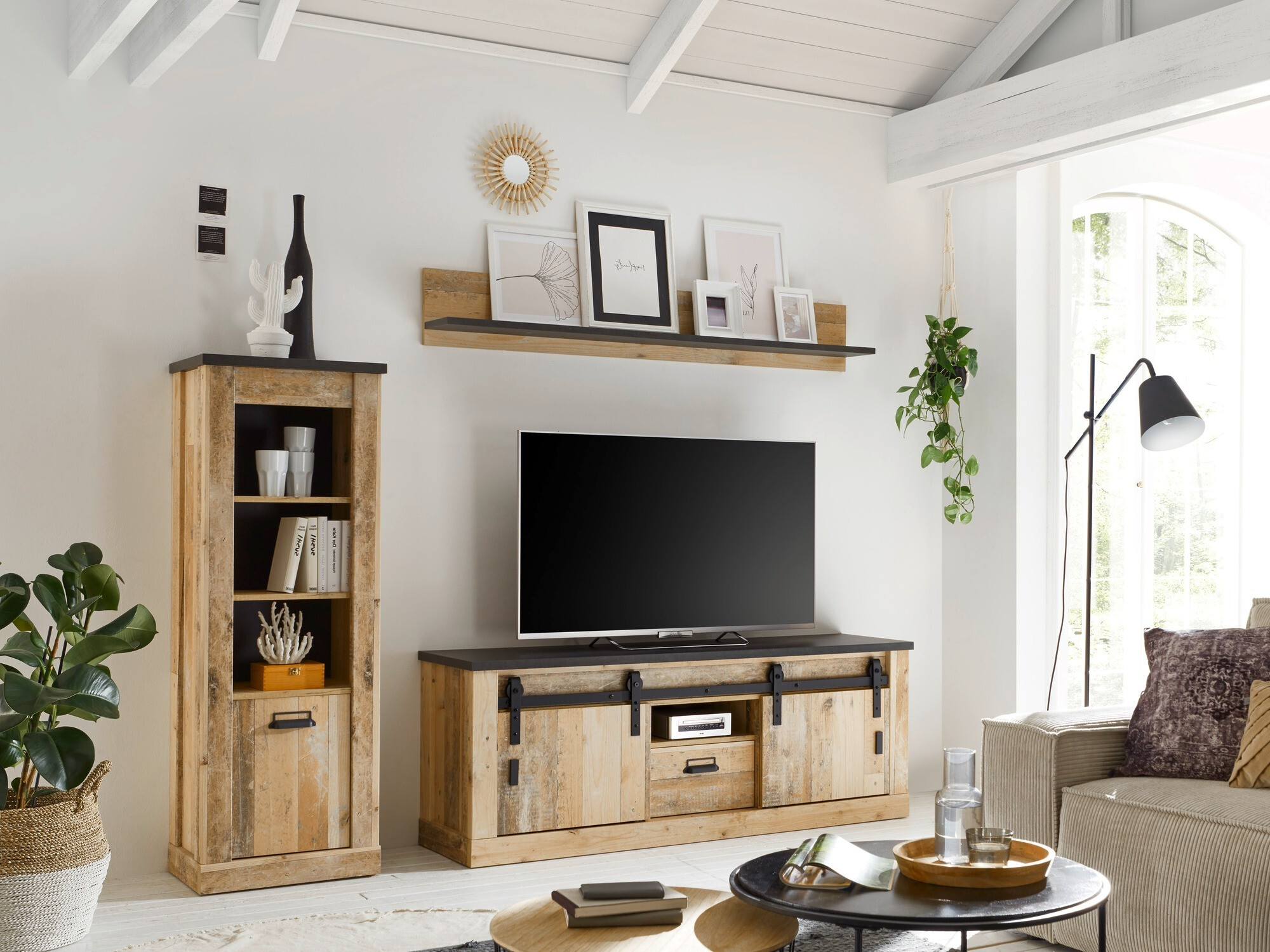 Woonkamerset Cirtale 131 (Verouderd hout + Antraciet)