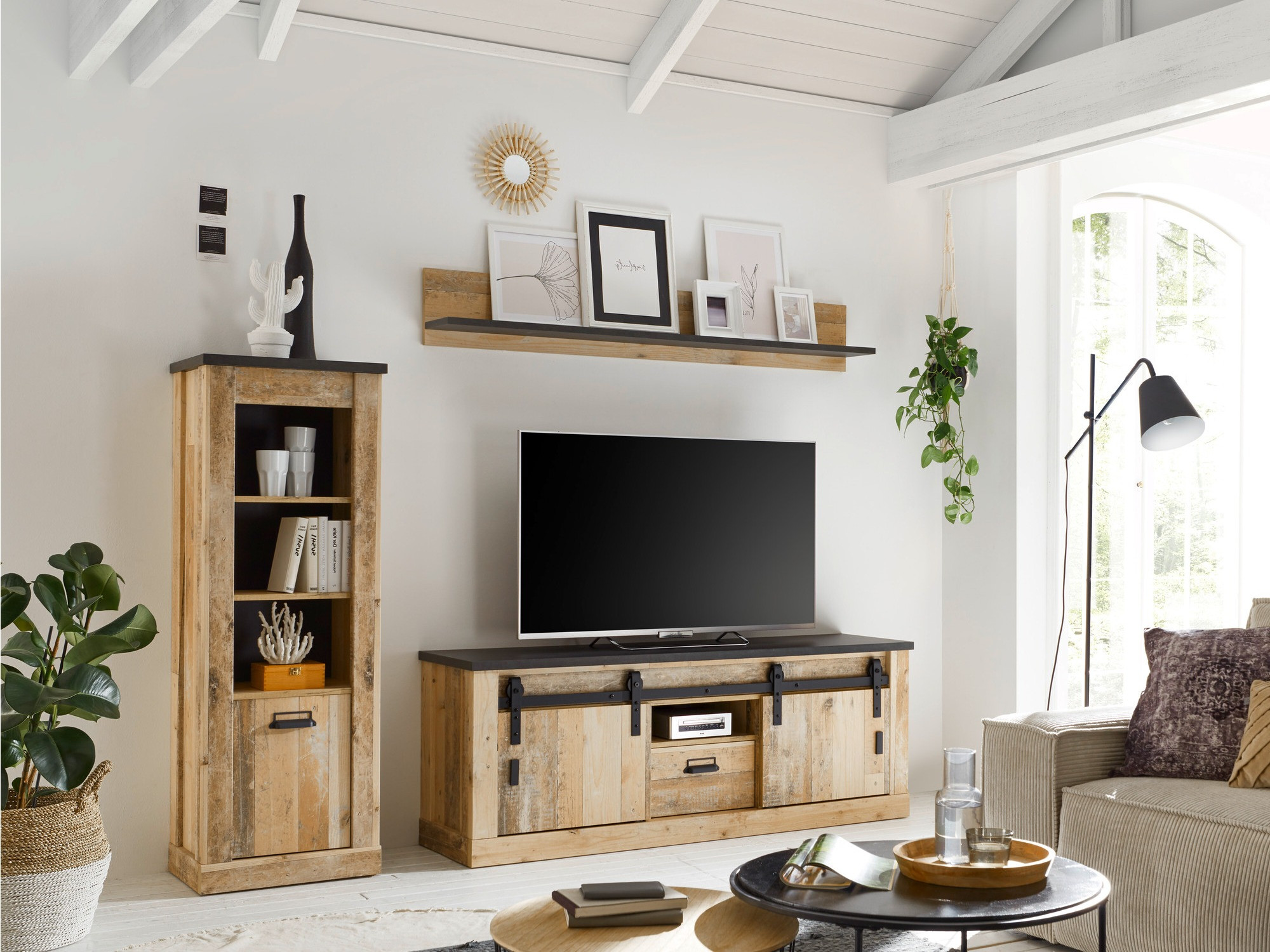 Woonkamerset Cirtale 131 (Verouderd hout + Antraciet)