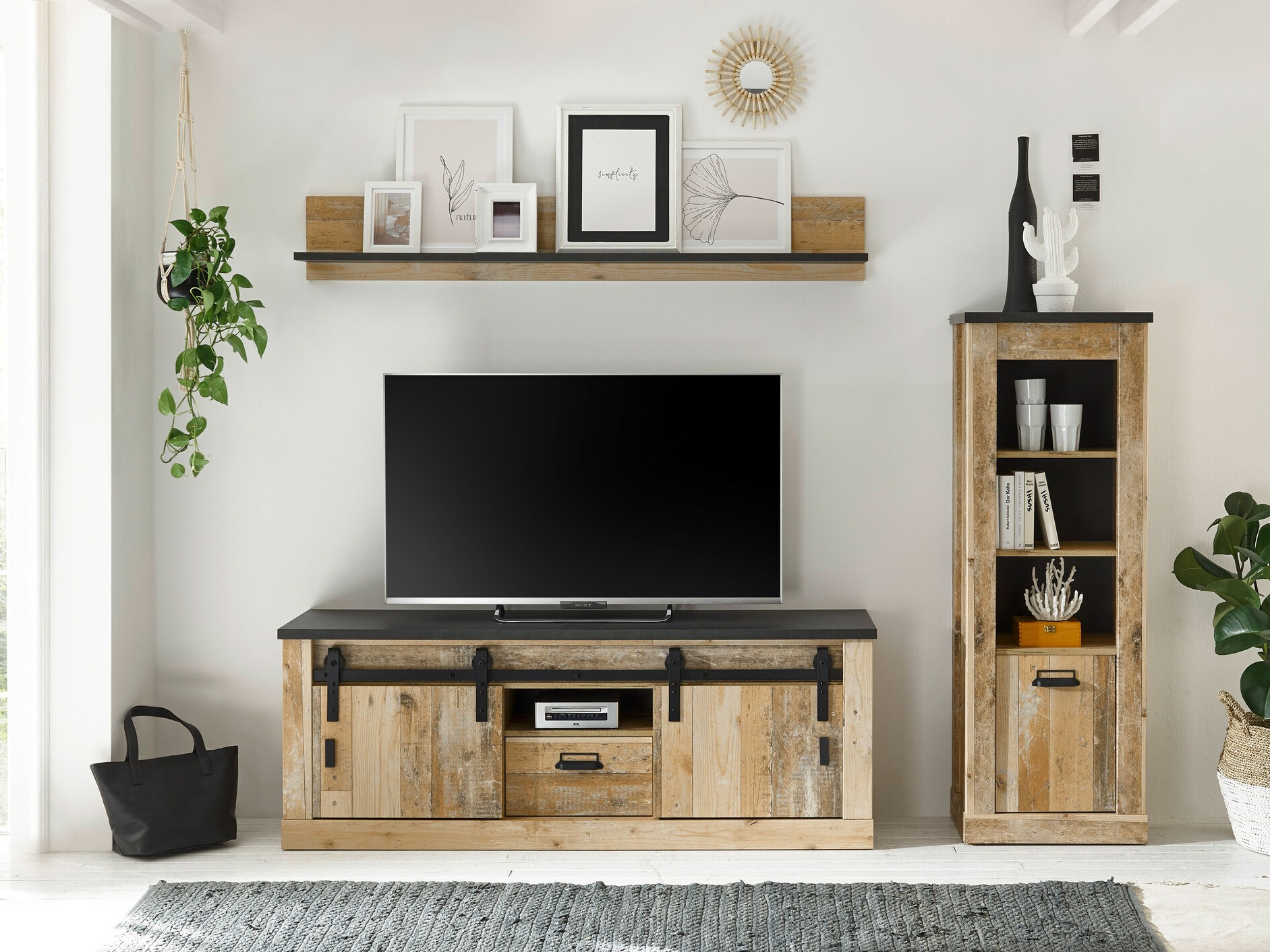 Woonkamerset Cirtale 131 (Verouderd hout + Antraciet)