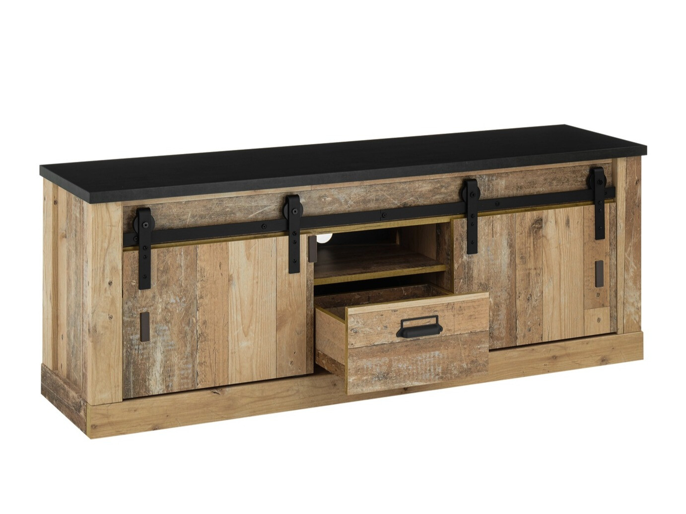 Woonkamerset Cirtale 131 (Verouderd hout + Antraciet)