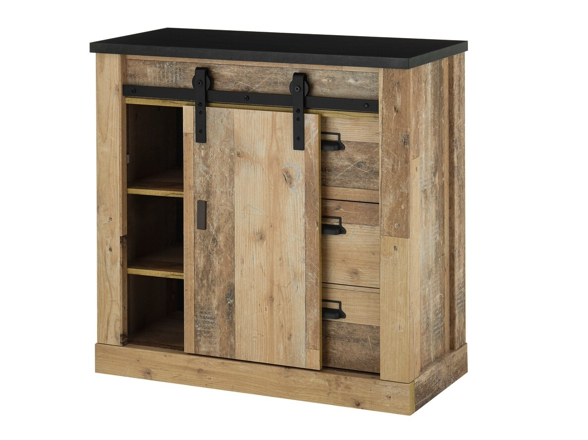 Woonkamerset Cirtale 132 (Verouderd hout + Antraciet)