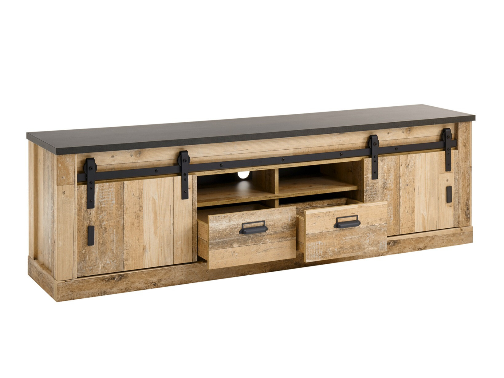 Woonkamerset Cirtale 132 (Verouderd hout + Antraciet)