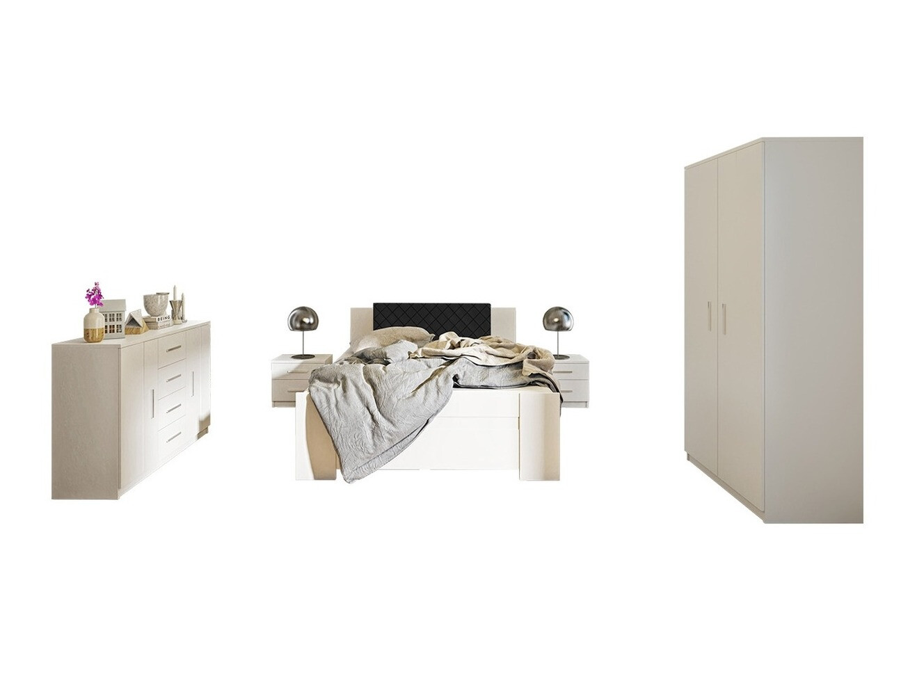 Slaapkamer set Catromi 122 (Wit + Soft Pik 011)