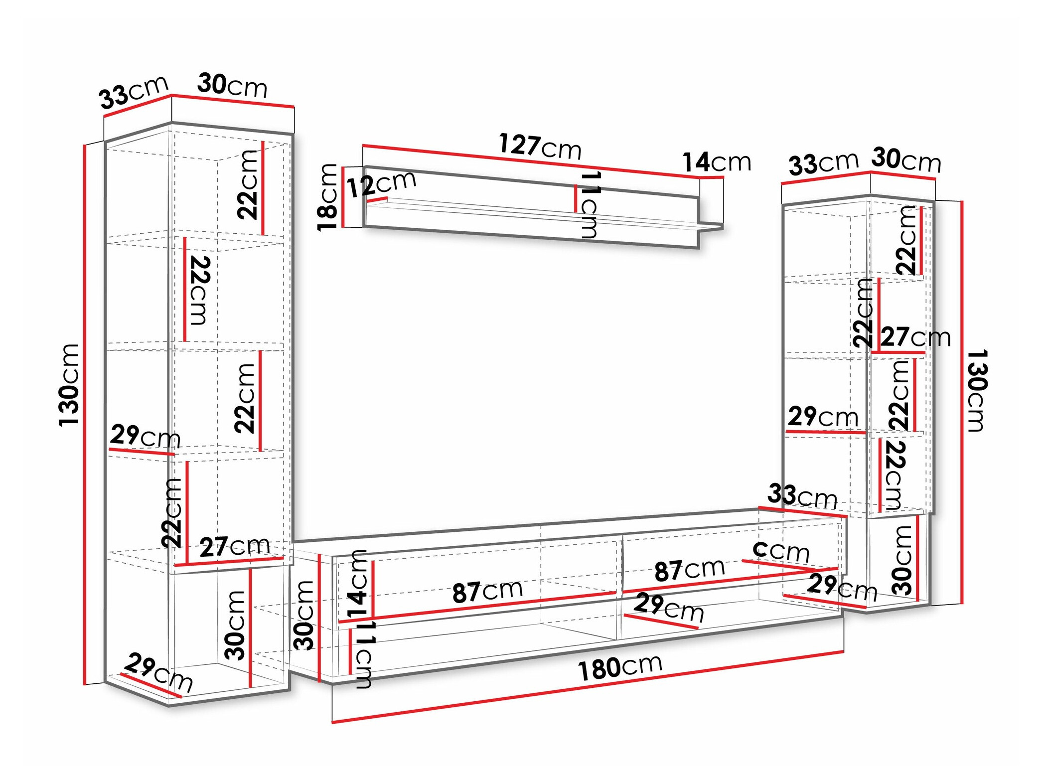 Woonkamerset Sarasota 176 (Grafiet)