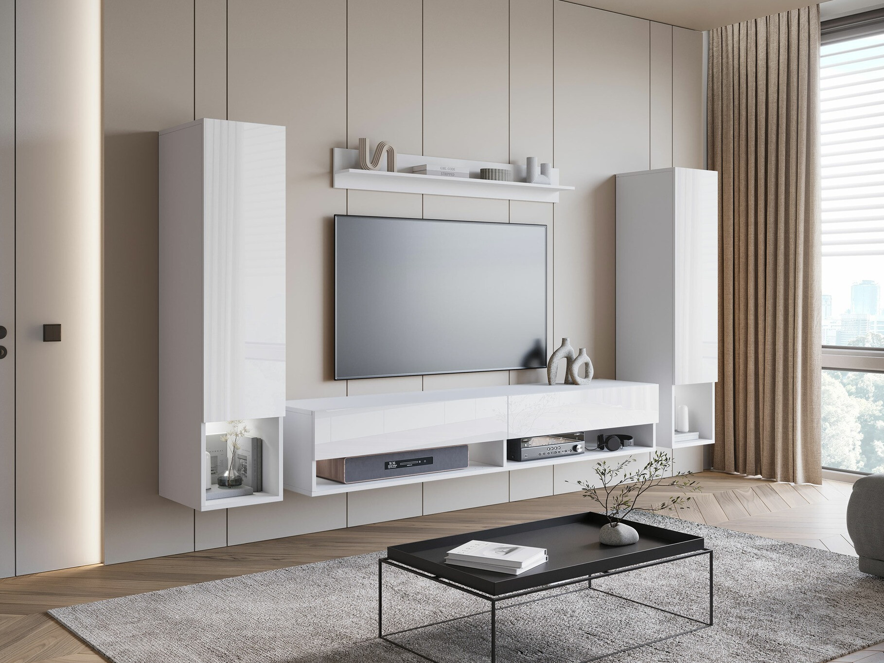 Woonkamerset Sarasota 176 (Wit + Glanzend wit)