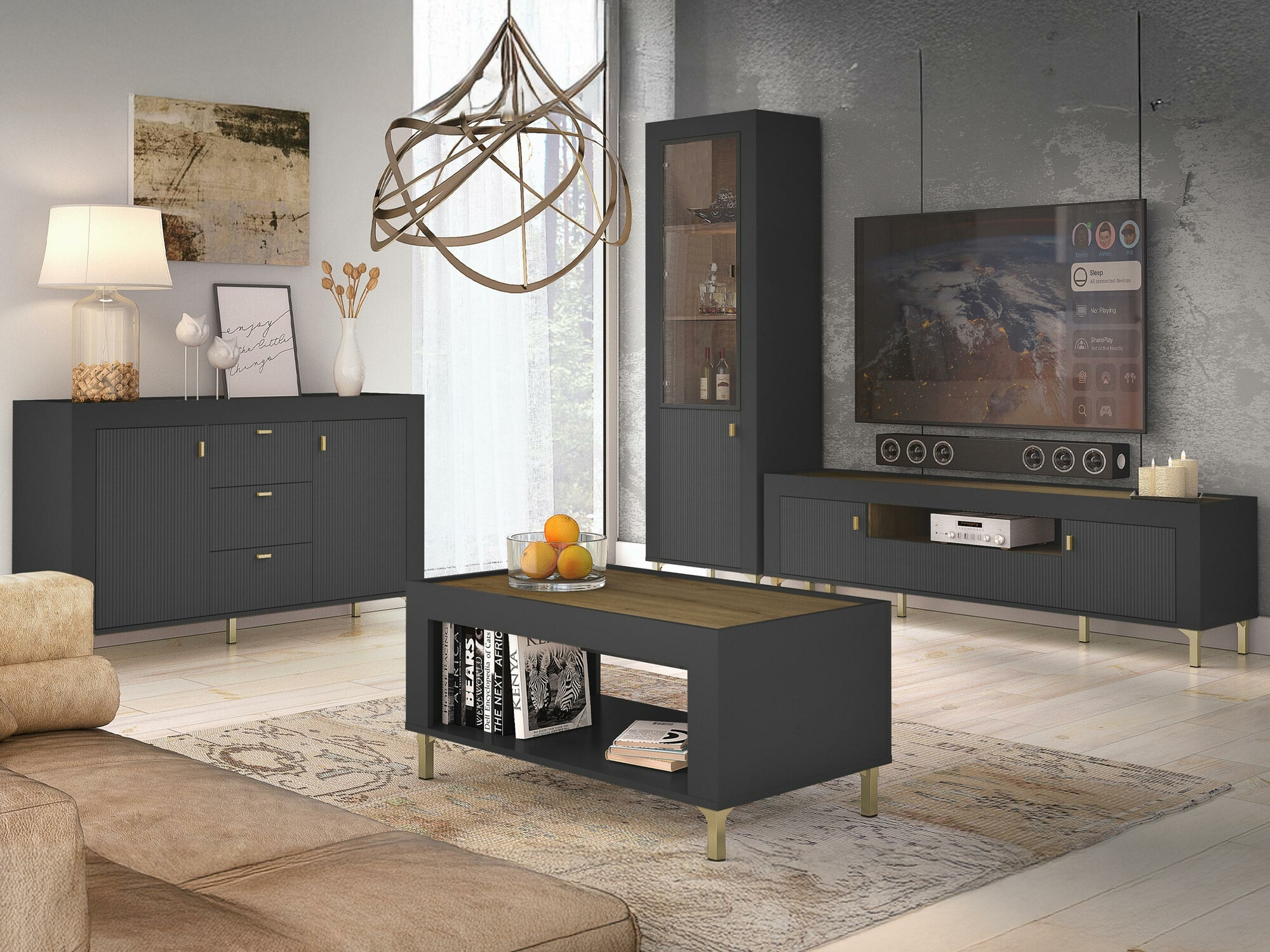 Woonkamerset Mormavu 114 (Matzwart)