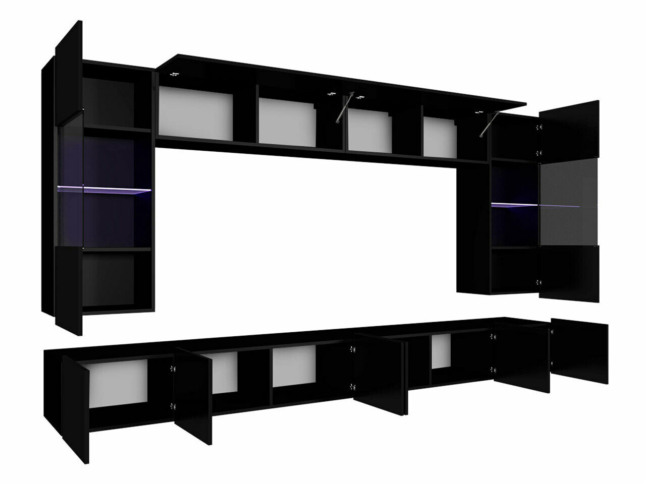 Woonkamerset Tivdalu 105 (Zwart + Glanzend zwart)