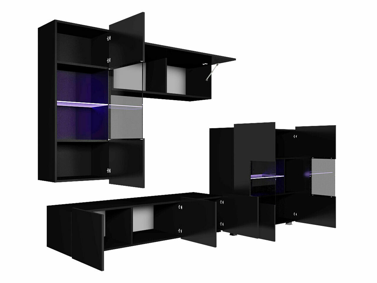 Woonkamerset Tivdalu 107 (Wit + Glanzend wit)