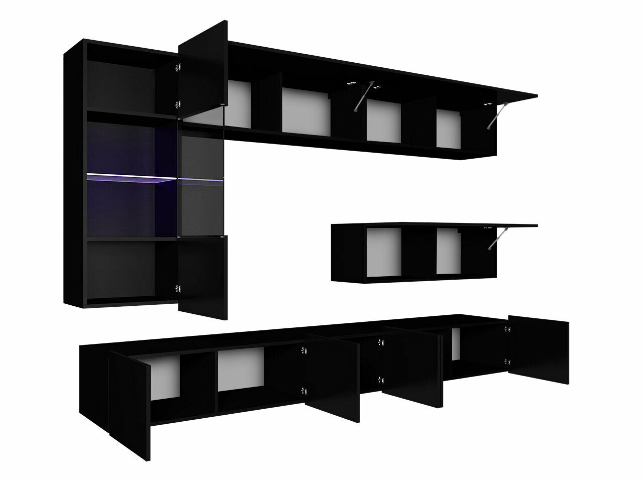 Woonkamerset Tivdalu 108 (Zwart + Glanzend zwart)