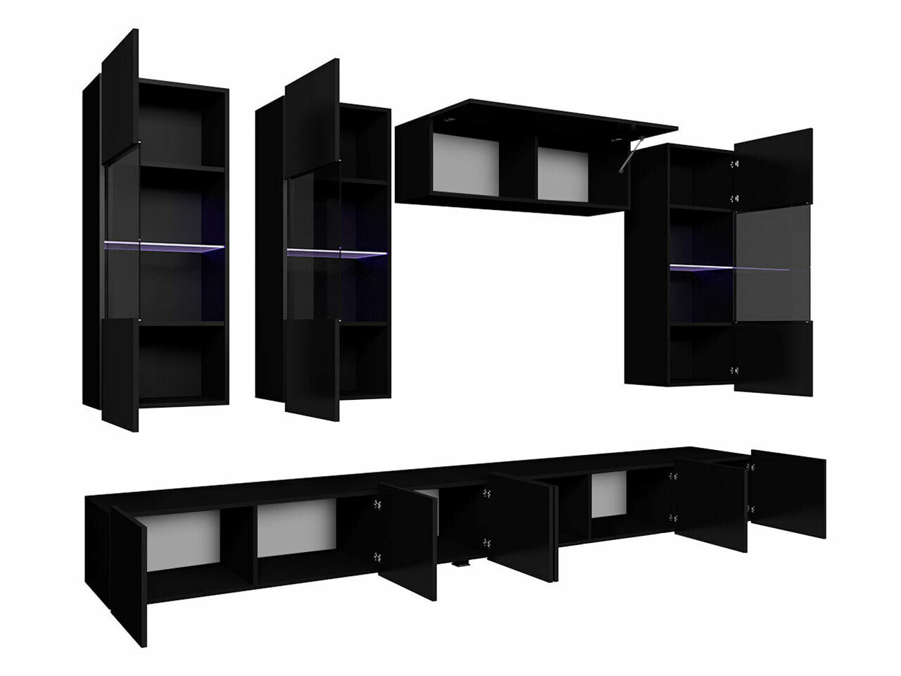 Woonkamerset Tivdalu 109 (Zwart + Glanzend zwart)