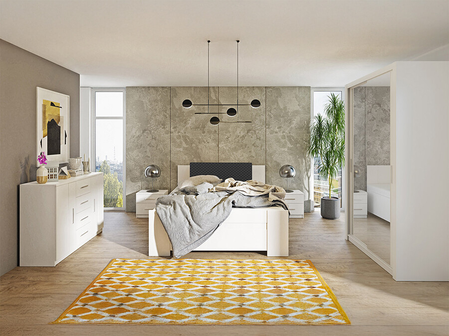 Slaapkamer set Catromi 112 (Wit + Soft Pik 011)