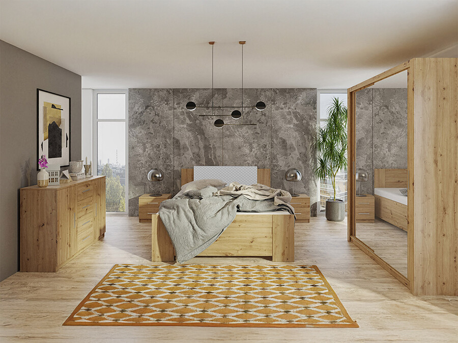 Slaapkamer set Catromi 113 (Artisan eiken + Soft Pik 029)