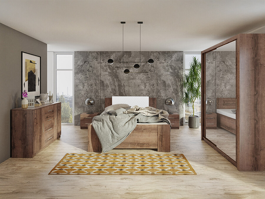 Slaapkamer set Catromi 113 (Klooster eik + Soft Pik 017)