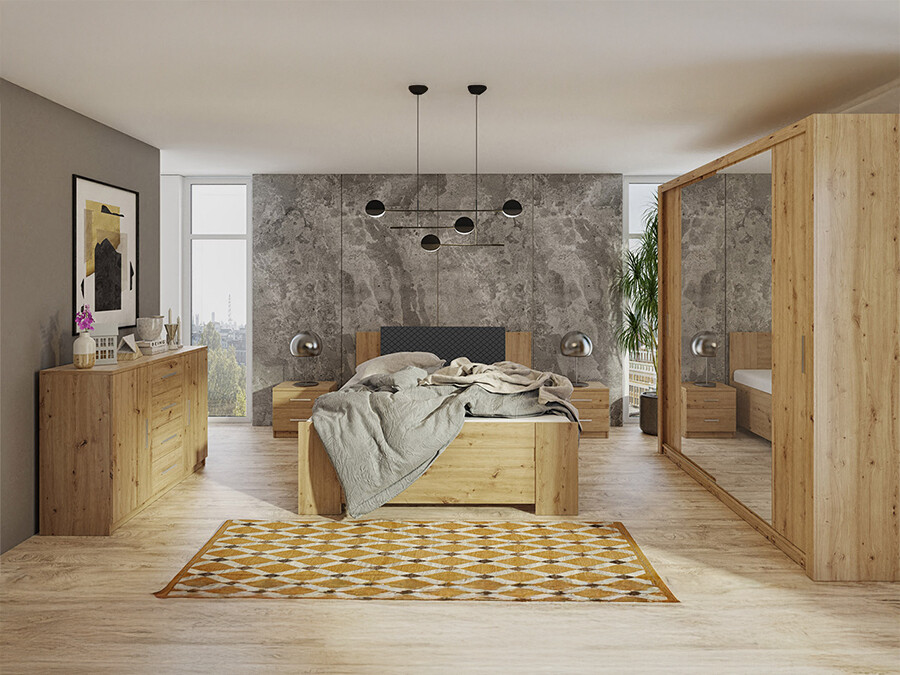 Slaapkamer set Catromi 114 (Artisan eiken + Soft Pik 011)