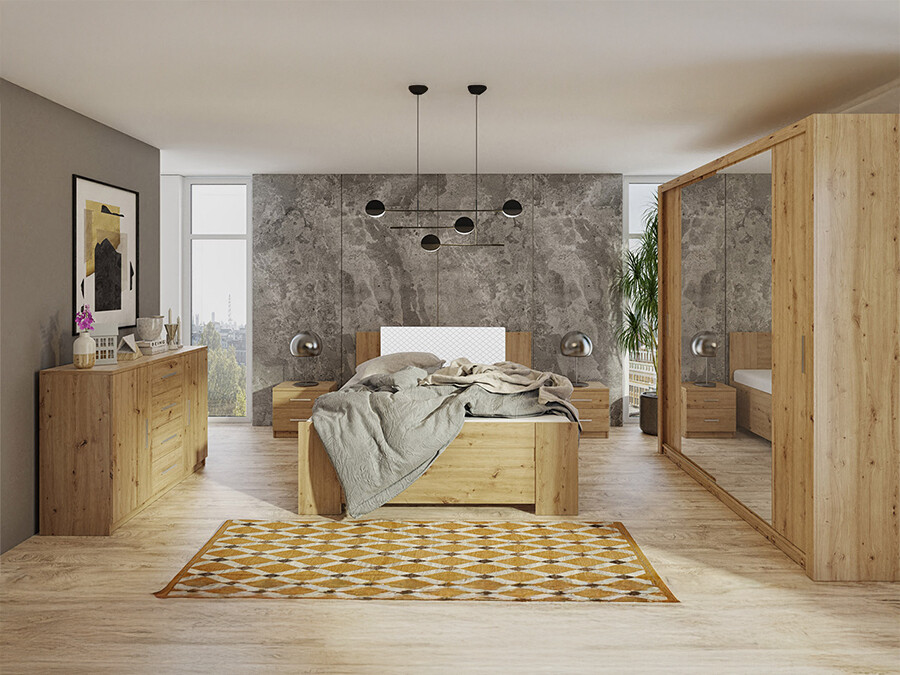 Slaapkamer set Catromi 114 (Artisan eiken + Soft Pik 017)