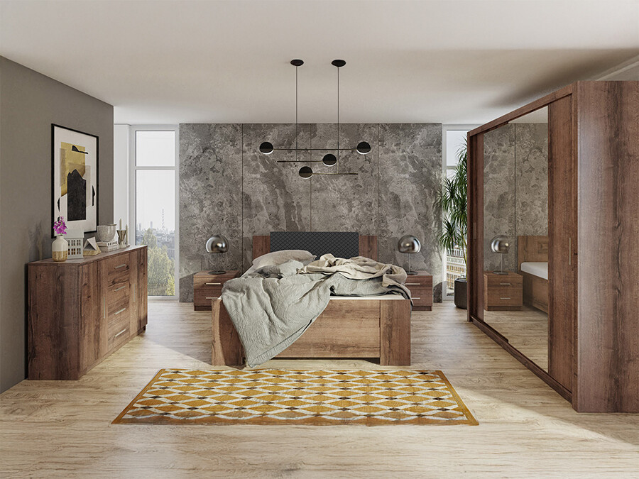 Slaapkamer set Catromi 114 (Klooster eik + Soft Pik 011)