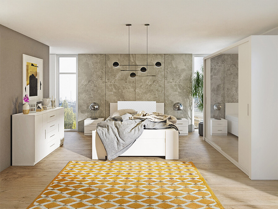 Slaapkamer set Catromi 114 (Wit + Soft Pik 017)