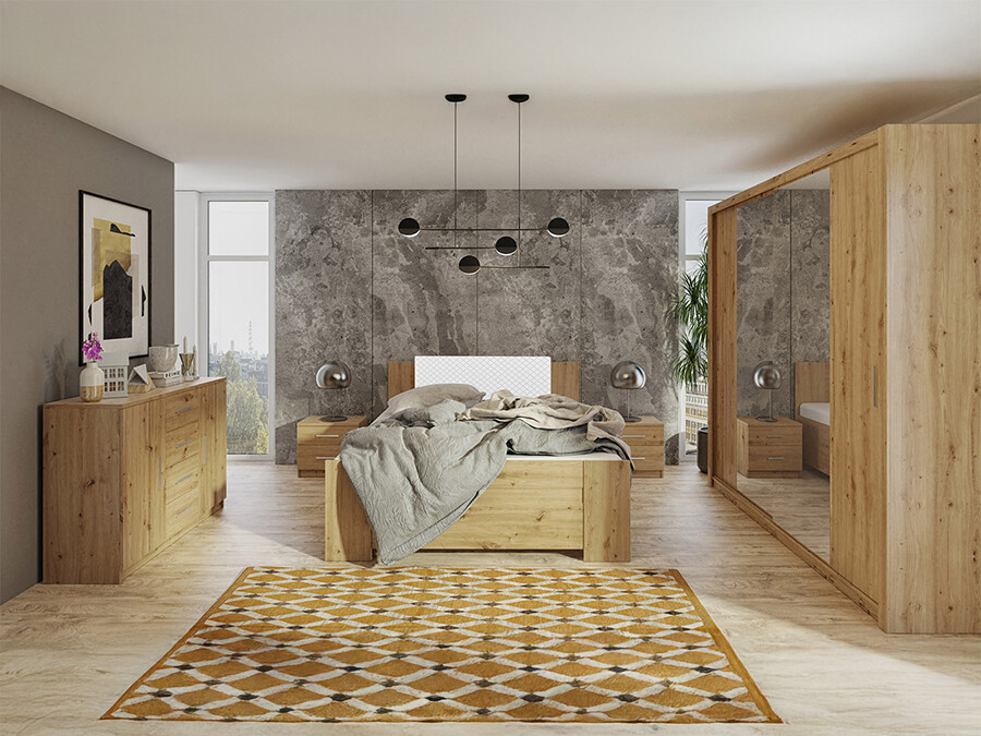 Slaapkamer set Catromi 115 (Artisan eiken + Soft Pik 017)