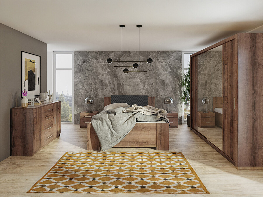 Slaapkamer set Catromi 115 (Klooster eik + Soft Pik 011)