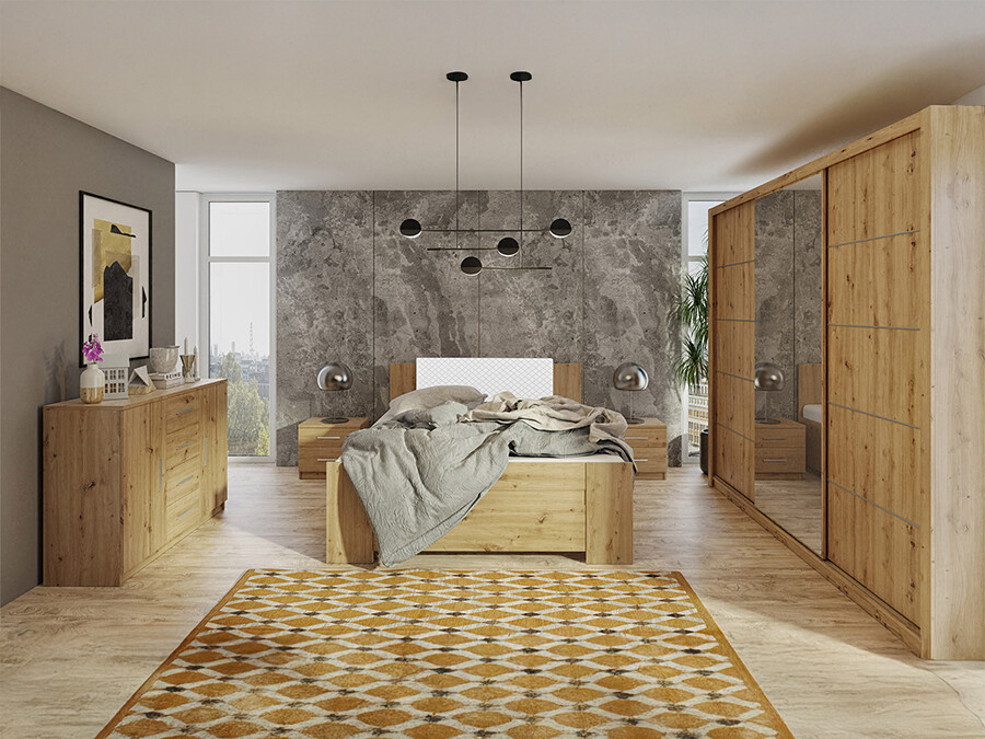 Slaapkamer set Catromi 116 (Artisan eiken + Soft Pik 017)